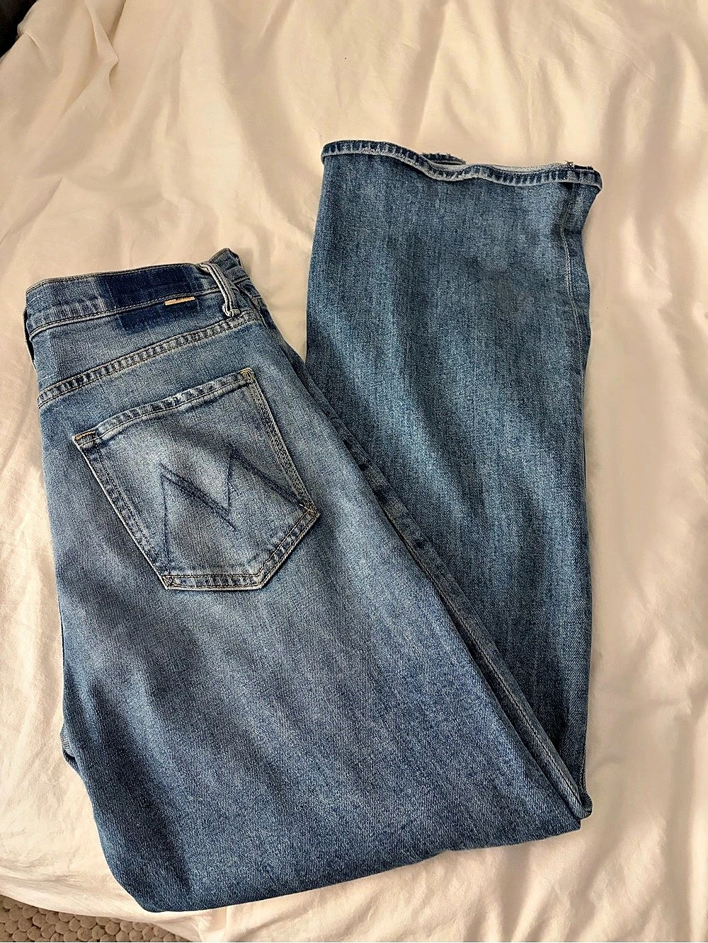 Mother The Mid Rise Dazzler Boot Cut Blue Waist 29